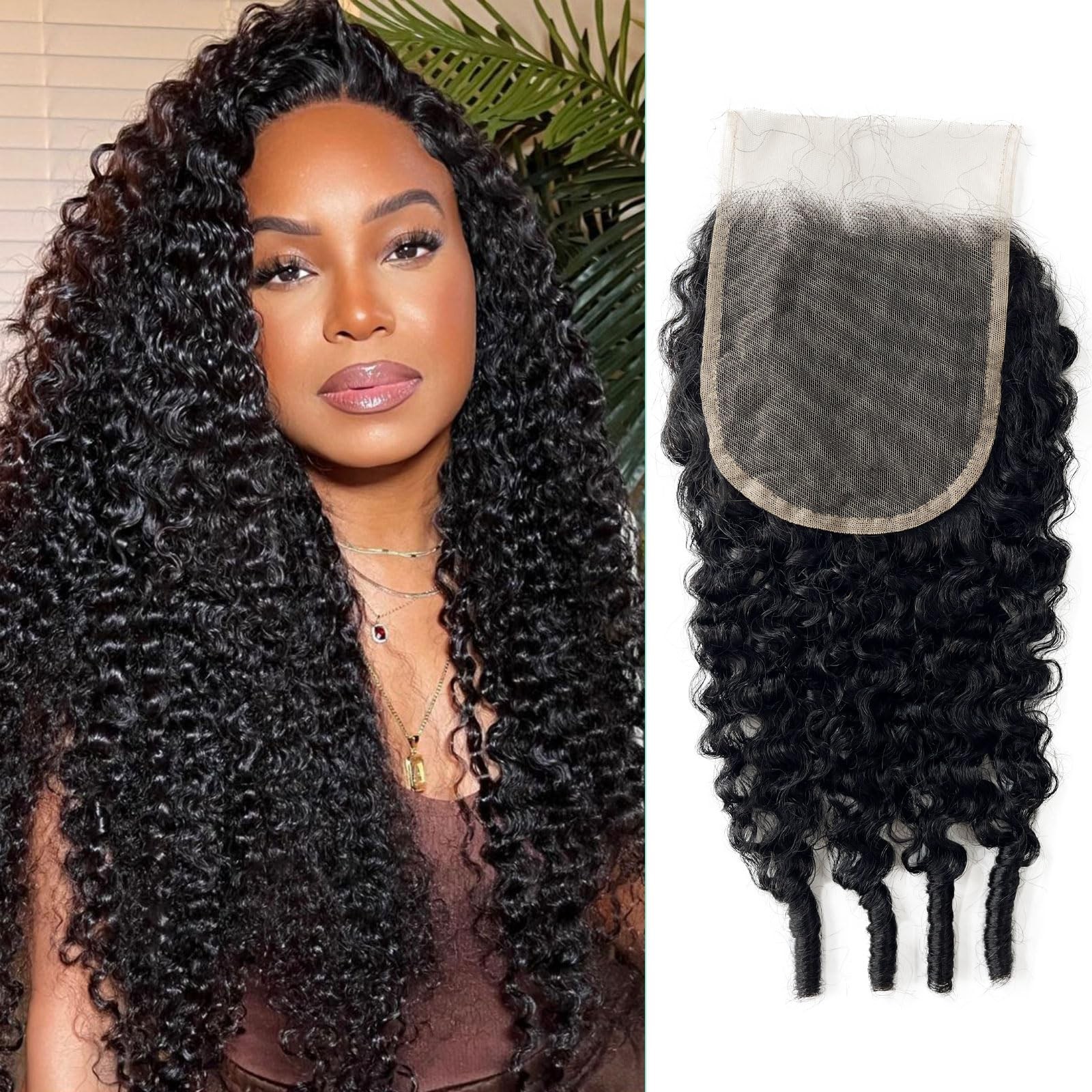 Mootaful Hd Closure 5X5 Burmese Curly 20 Inch 5X5 Transparent Lace Closure 12A