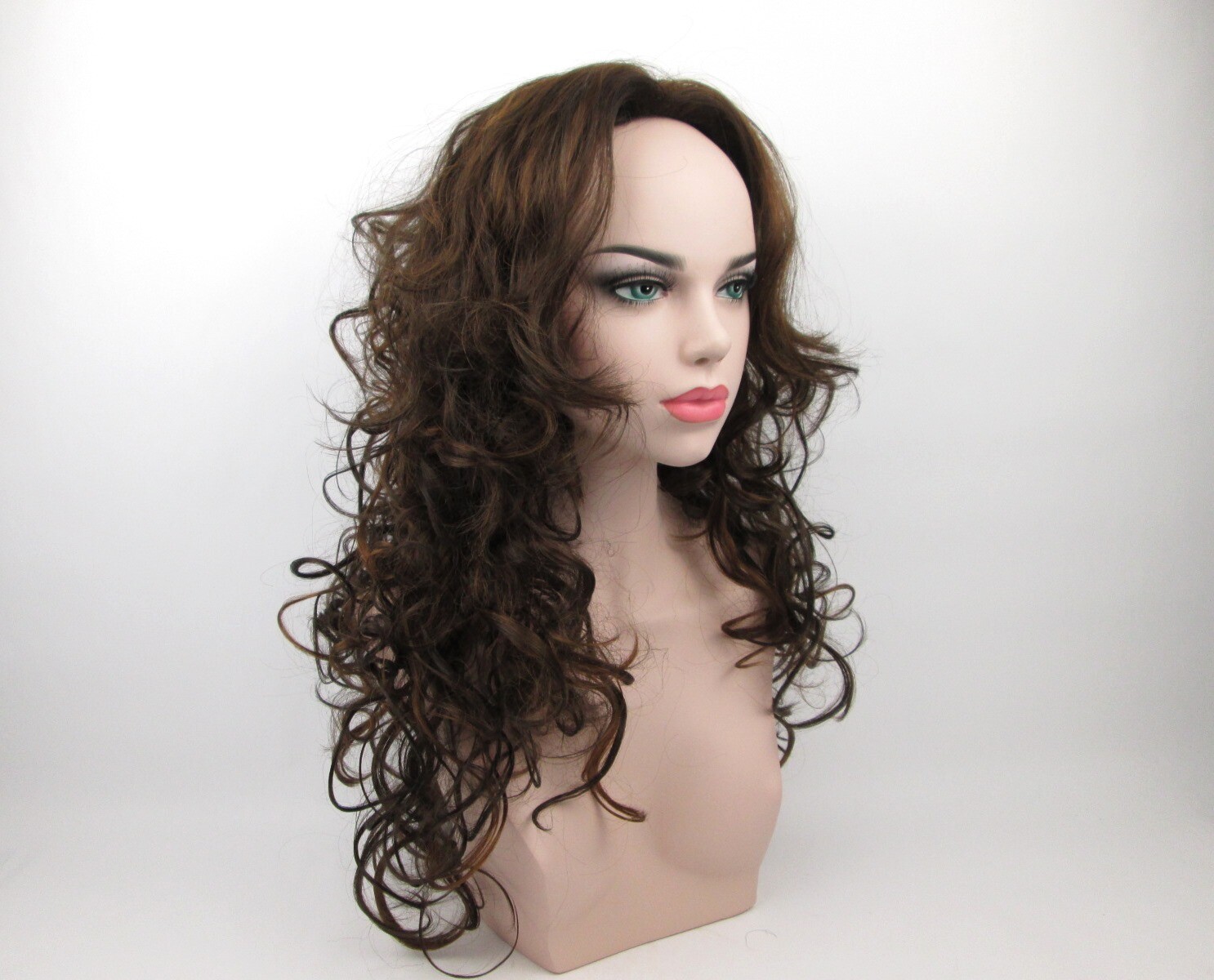 20″ LONG 3/4 CAP FALL MEDIUM CURLS CURLY HAIR HALF WIG W/COMB HAIRPIECE SHEILA