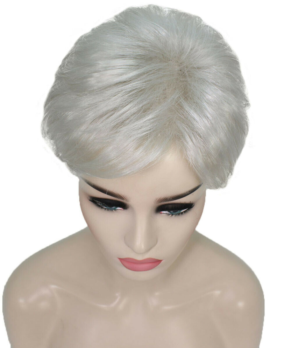 Dorothy – Straight Kanekalon Synthetic Fiber Full Wig, 2-4.5 in, Silver Grey