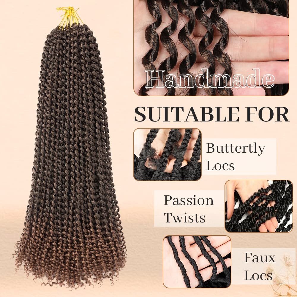 ShowCoco Passion Twist Hair 36″ 8-Packs Ombre Burgundy Water Wave Crochet