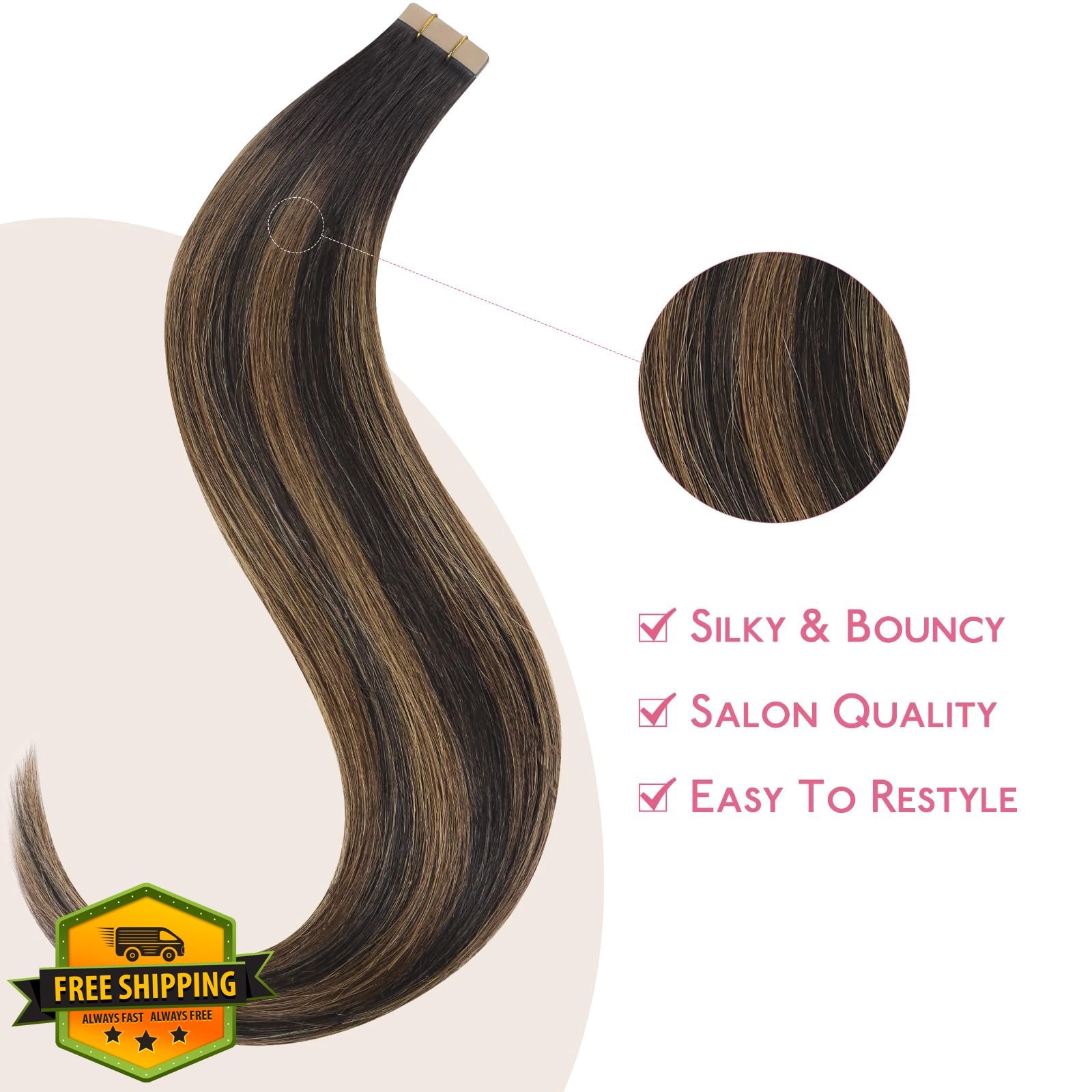 Wennalife Tape in Hair Extensions Dark Brown Chestnut 10 inch 20g 10pcs