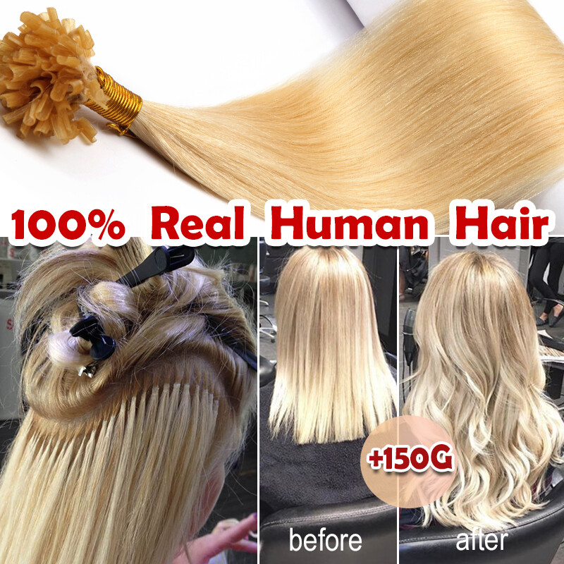 Pre-Bonded Nail U Tip Russian Remy Human Hair Extensions 150g Thick Full Head