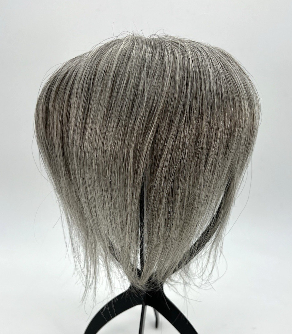 Dark Gray with Bangs 100% Human Hair 10in Topper