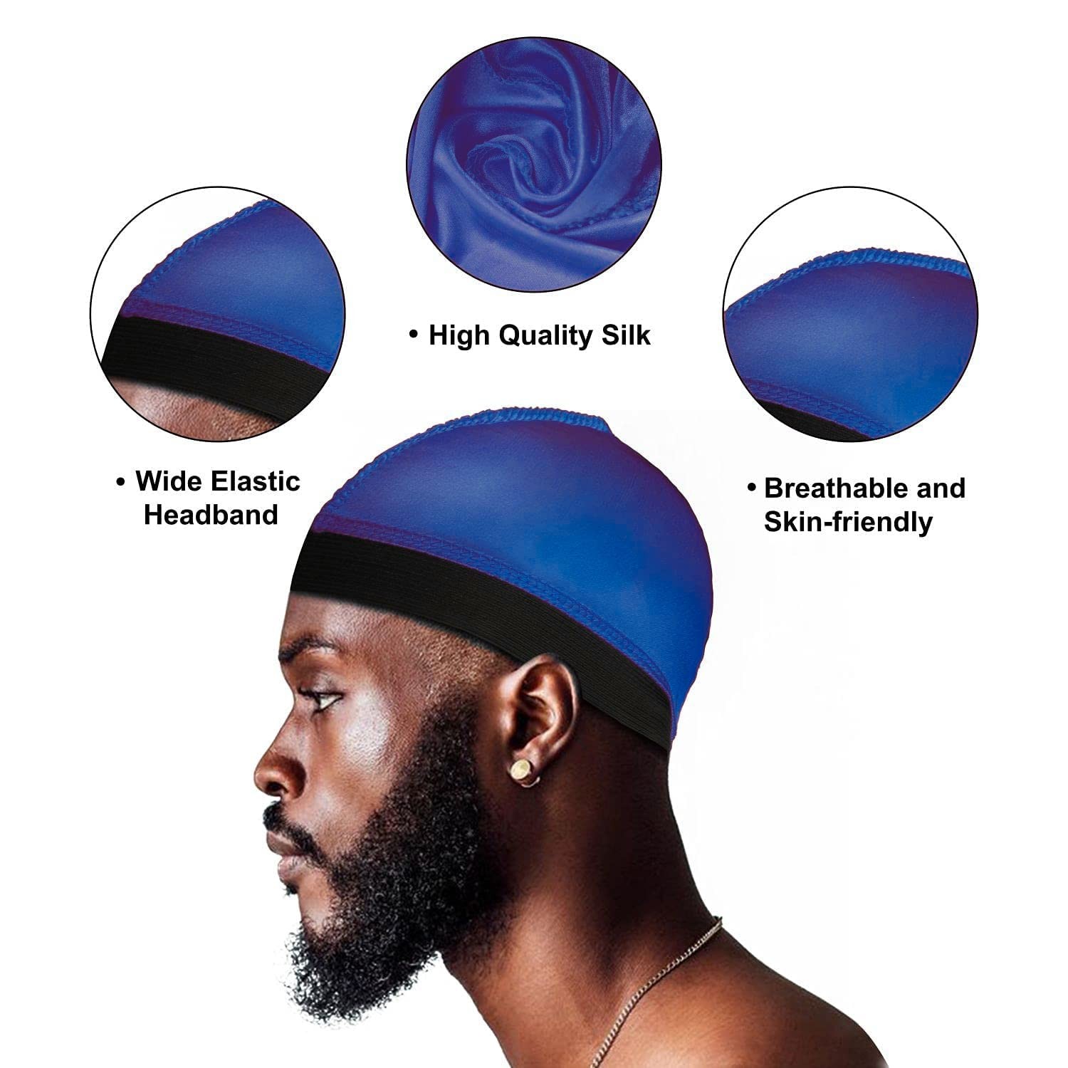 4 Pcs Silk Wave Cap Compression Over Silky Durag Stocking Wave Caps for Men