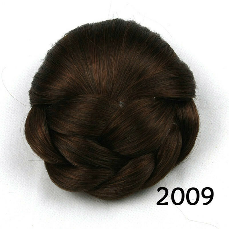 Women’s Braided Hair Bun Scrunchies Clip in Chignon Retro Hairpieces Synthetic