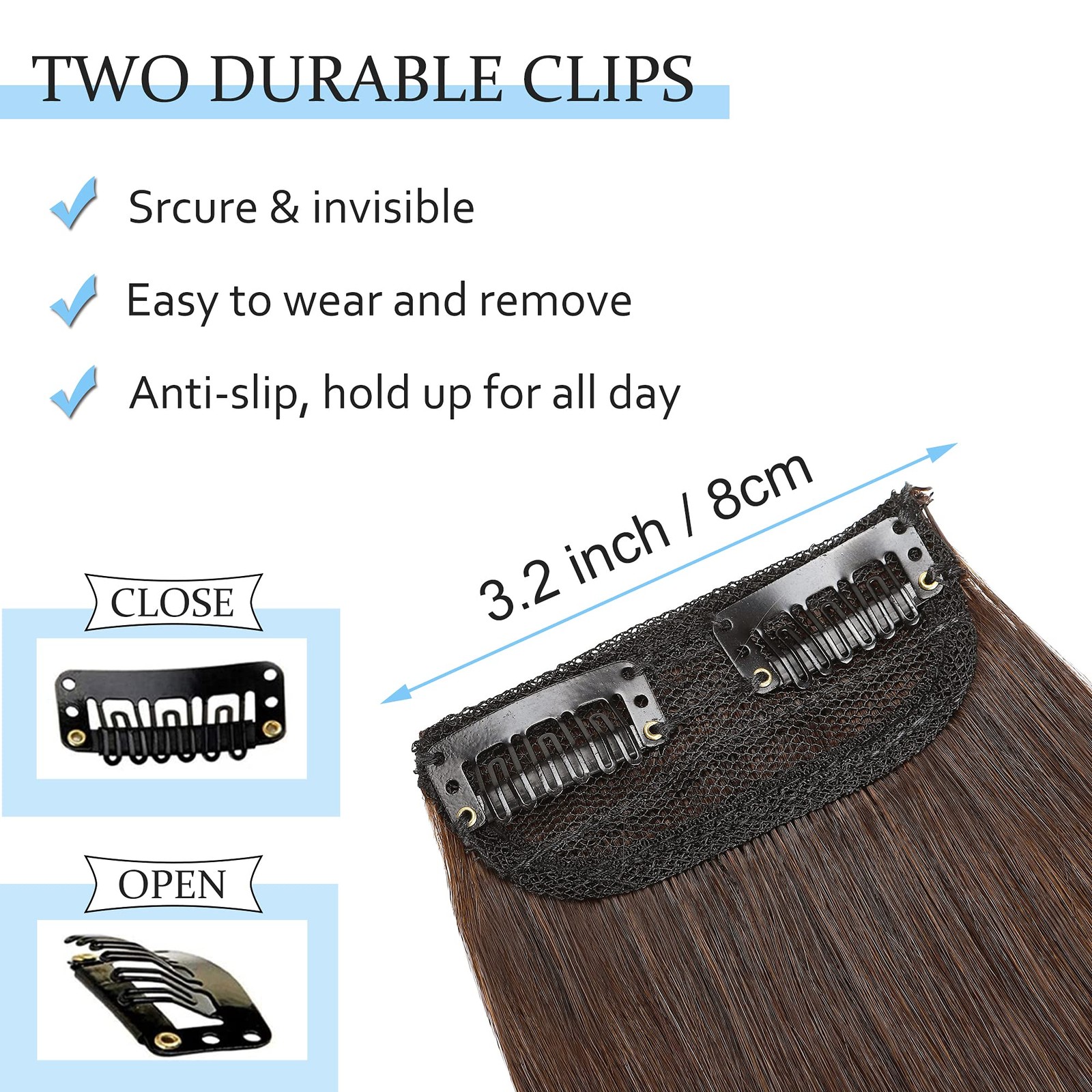 2 Pcs Short Hair Extensions Clip in Human Hair 6 Inch 20g Hairpiece Human Hai…