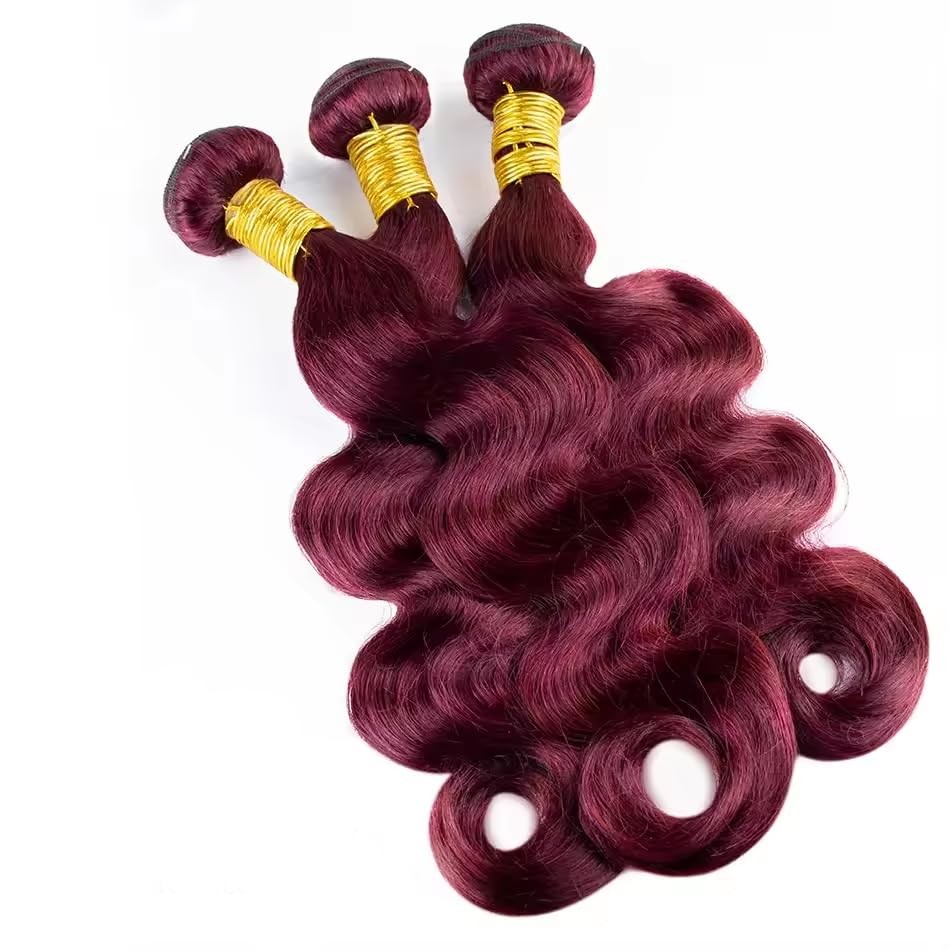 Burgundy Bundles Human Hair Wine Red Body Wave Huamn Hair Bundle 28 30 32 Inc…