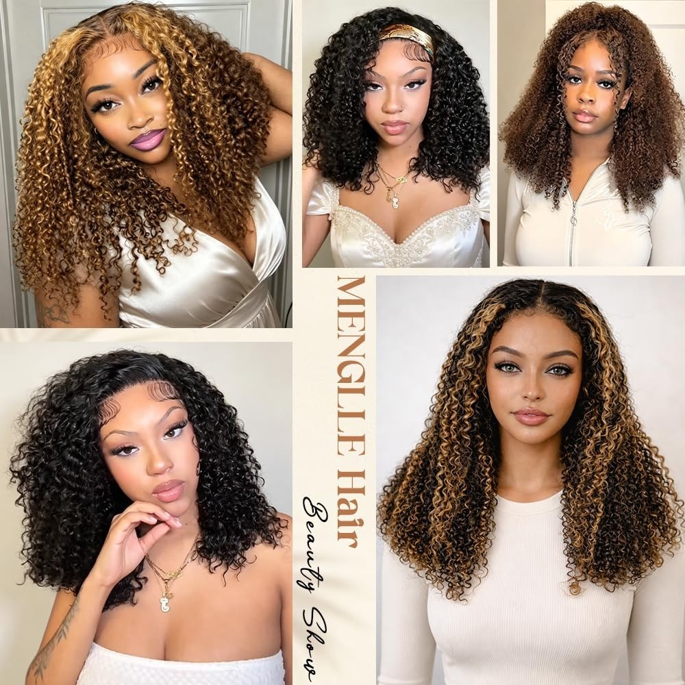 18-Inch Kinky Curly Glueless Human Hair Wig, HD Lace Front, Pre-Plucked, Drawstr