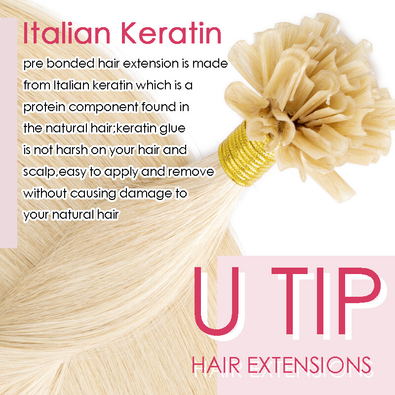 Nail U Tip Keratin Hot Fusion Bonding Hair 100% Real Remy Human Hair Extensions