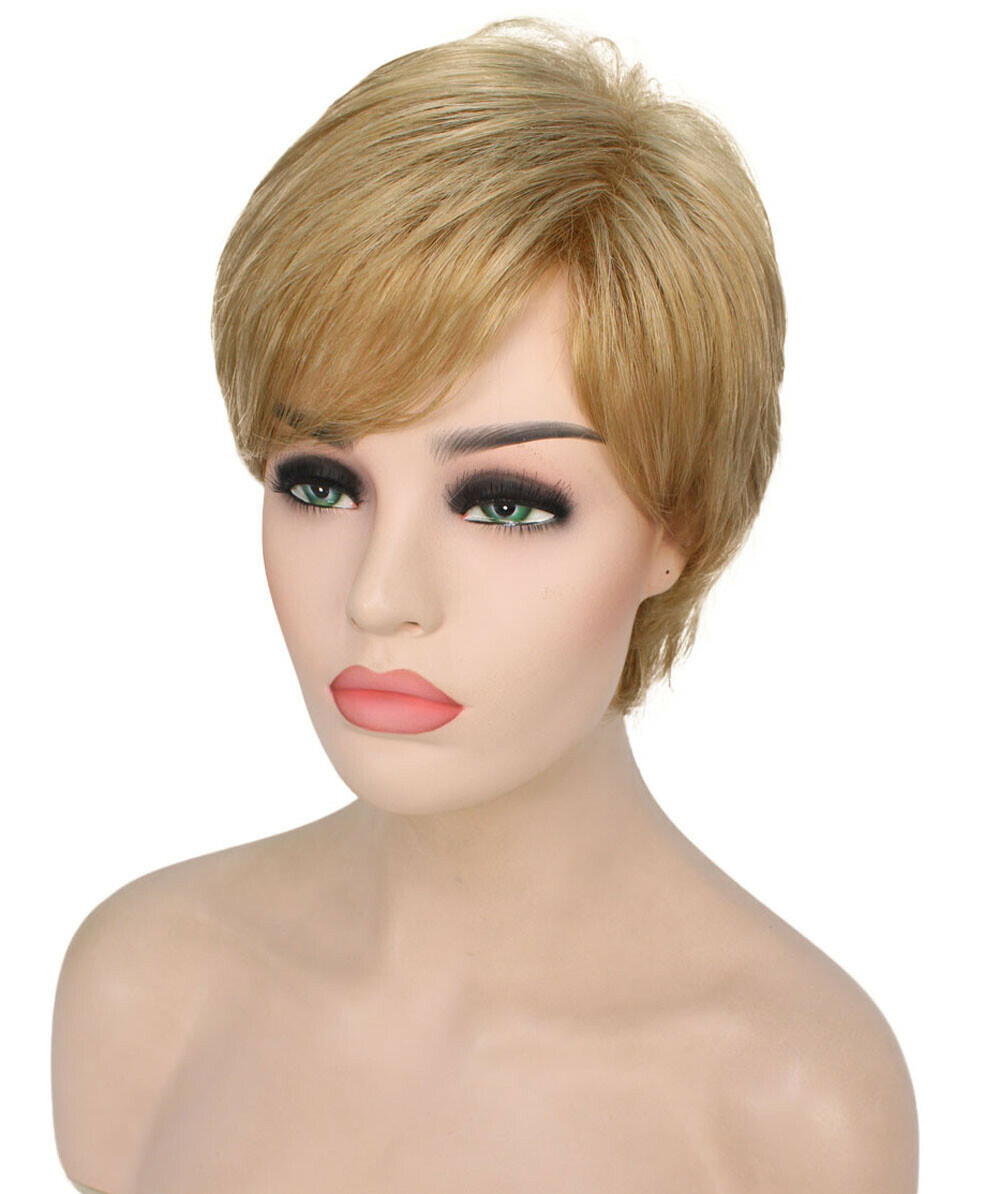 Rita – Straight Kanekalon Synthetic Fiber Full Wig, 2.5 – 4.5 in, Honey Blonde