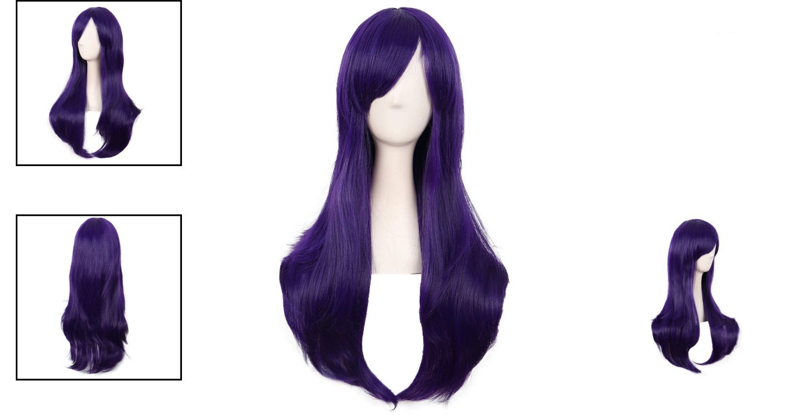 Women’s Adjustable 28 Inch Dark Purple Curly Hair Wig for Cosplay & Style
