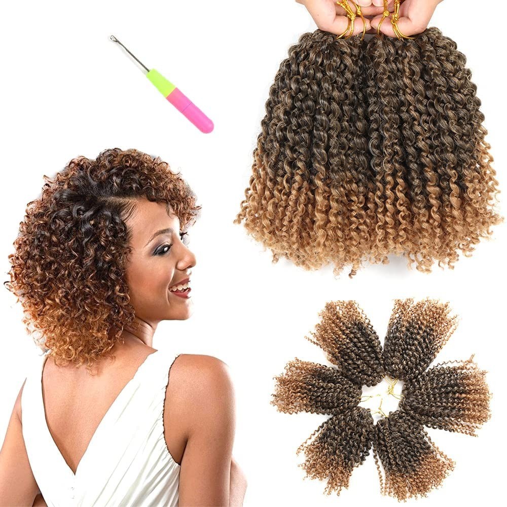 8 Inch Short Passion Twist Hair 6 Bundles Marlybob Crochet Hair Kinky Curly C…