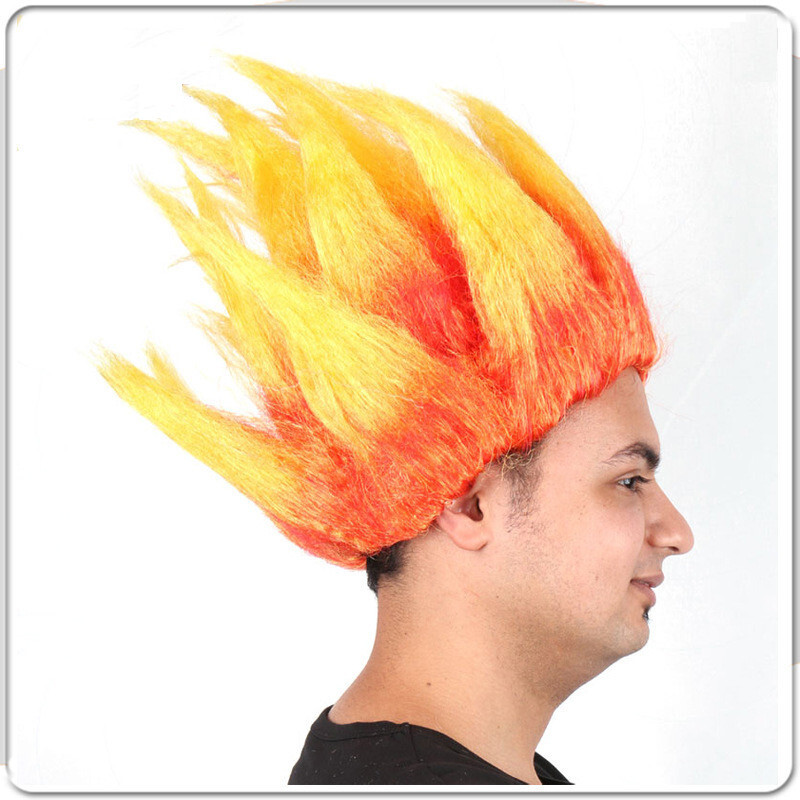 Flame Troll Wig – Colorful 80s Wigs – Neon Spiked Crazy Halloween Costume Wig