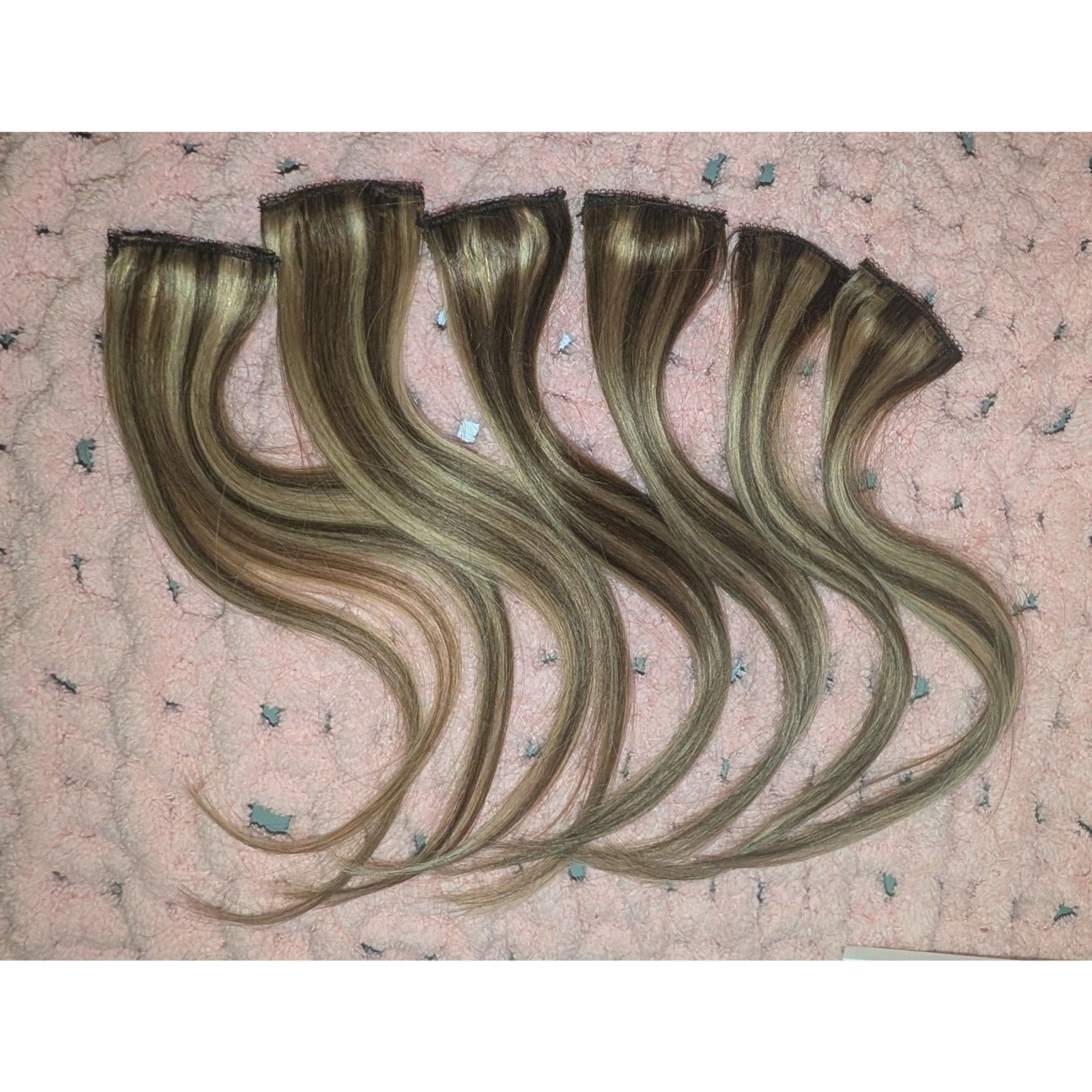 Hairro 6pc Clip In 12″ 100% Human Hair Extensions Medium Brown Dark Blonde Mix