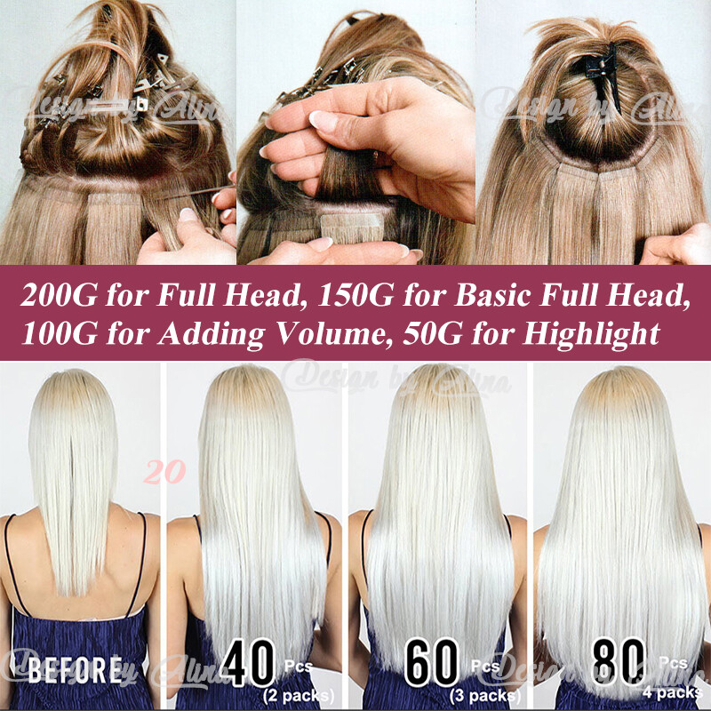 150G Tape In Remy Skin Weft 100% Human Hair Extensions Invisible THICK Balayage