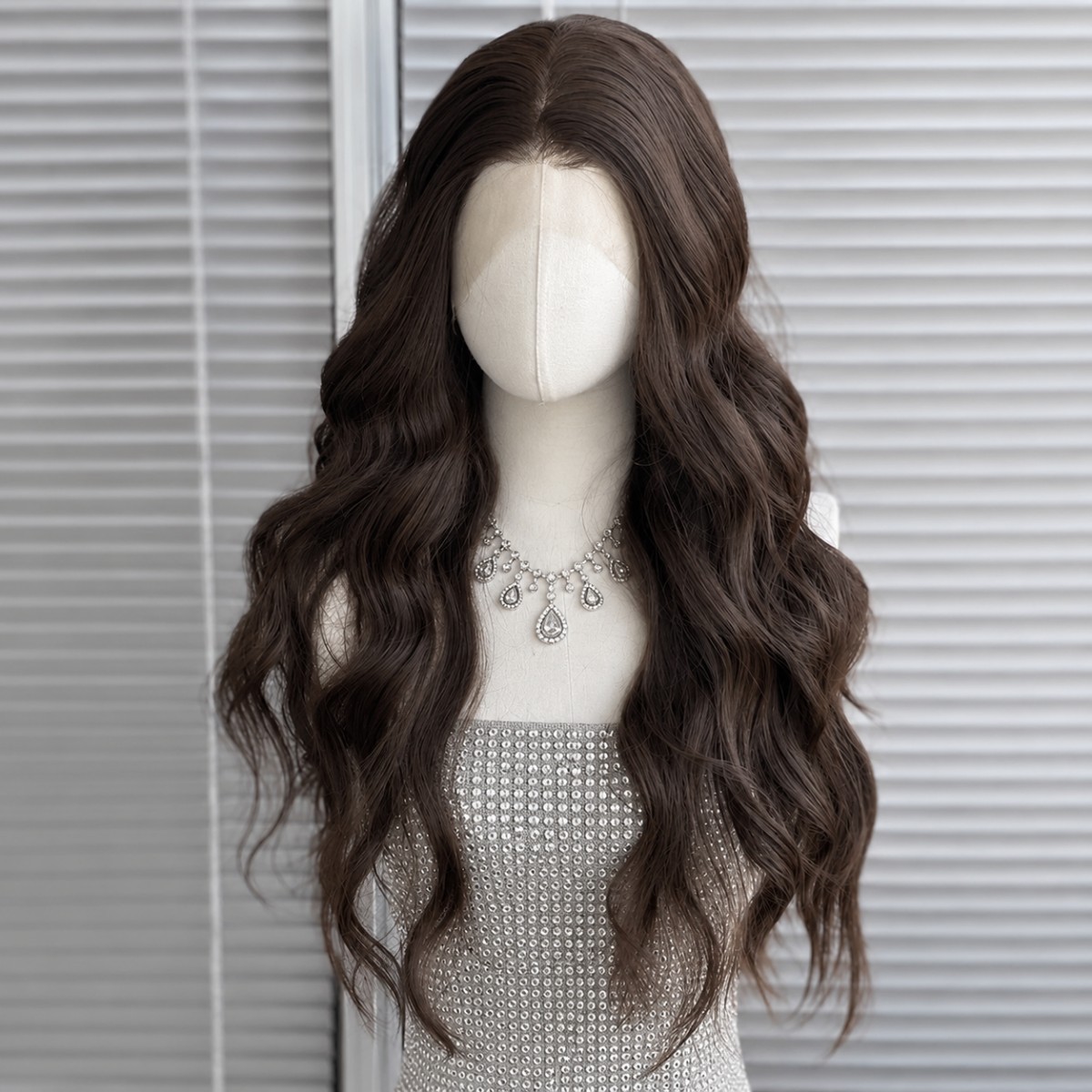 Long Wavy Lace Front Wig Heat Resistant Hair Brown Layered Natural