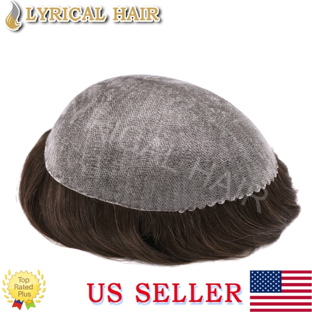 Lyrical Hair Mens Toupee Human Hairpiece Injection PU Skin Durable Hair System