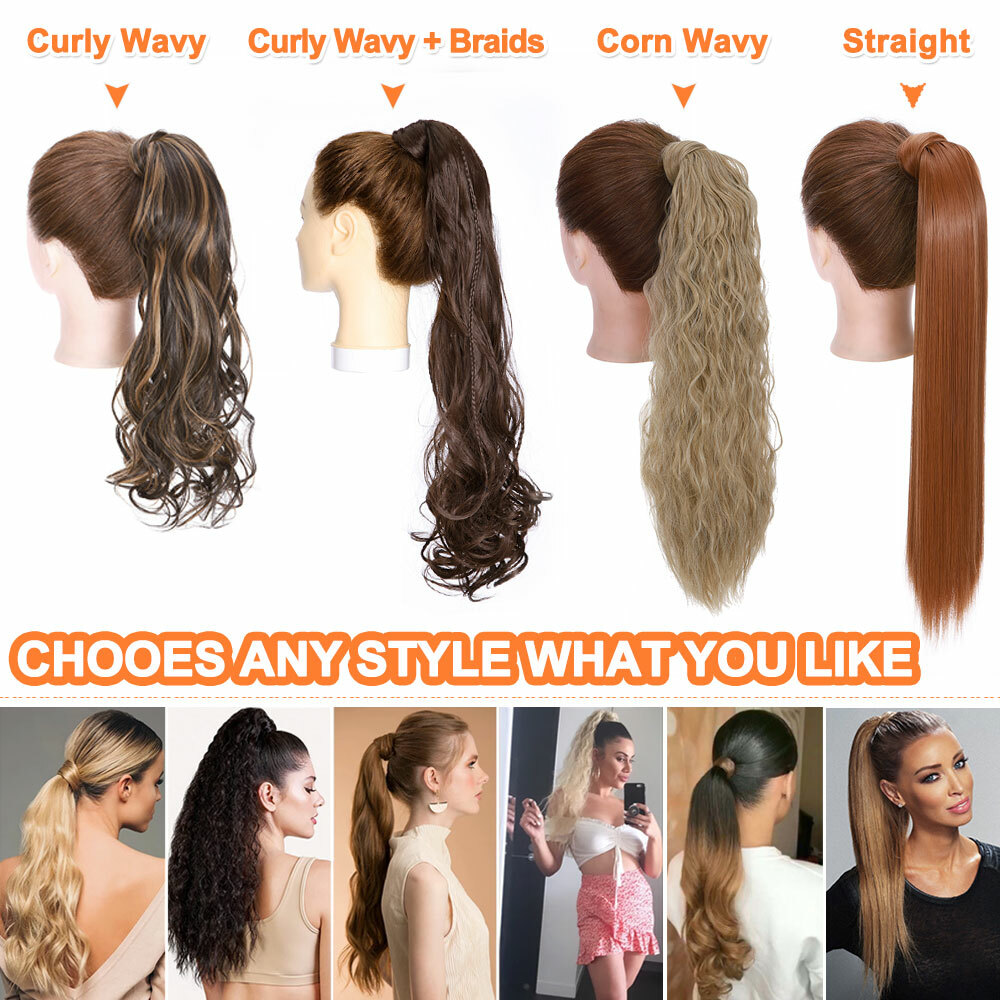 1Pcs Hair Ponytail Clip In Hair Extensions Wrap Around Pony tail Long as Human H