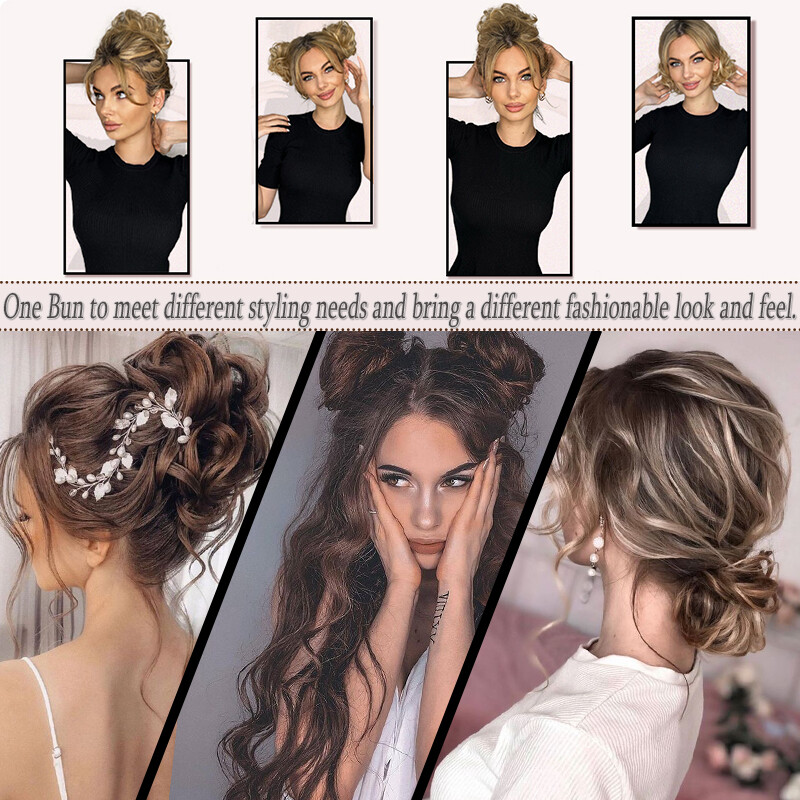 Messy Curly Fake Hair Bun Piece Extensions Hairpiece Hair Clip In Scrunchie 45g