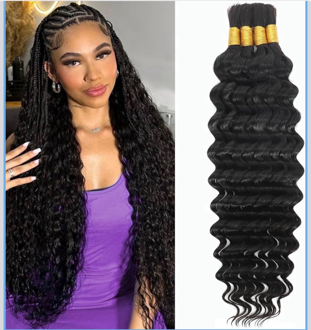 4 Pack 20 Inch Human Hair Braiding Kit Boho Braids