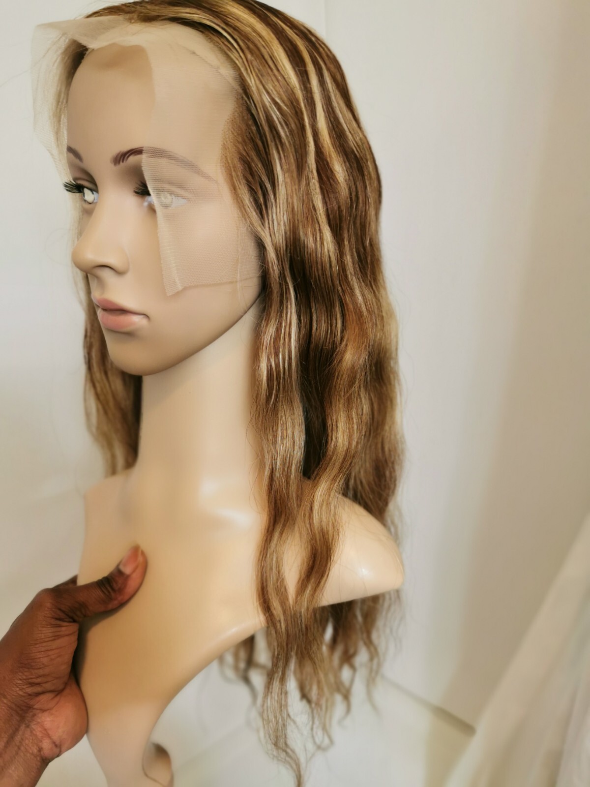 24” High Quality Hightlight Blonde Brown Human Hair 6X13 Front Lace Wig