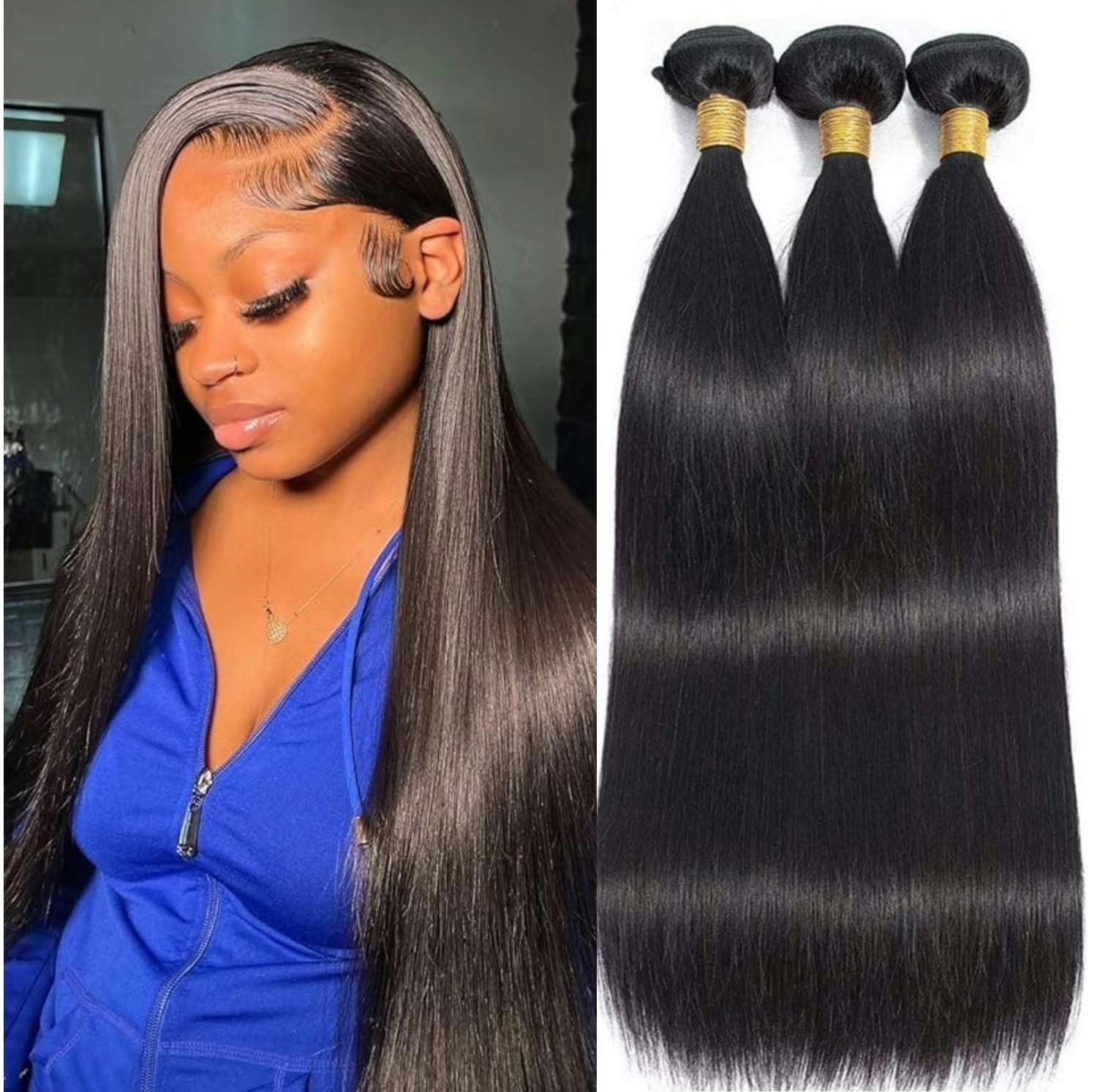 Aikebi Bundles Human Hair 14 16 18 Inch Straight Wave Natural Human Hair