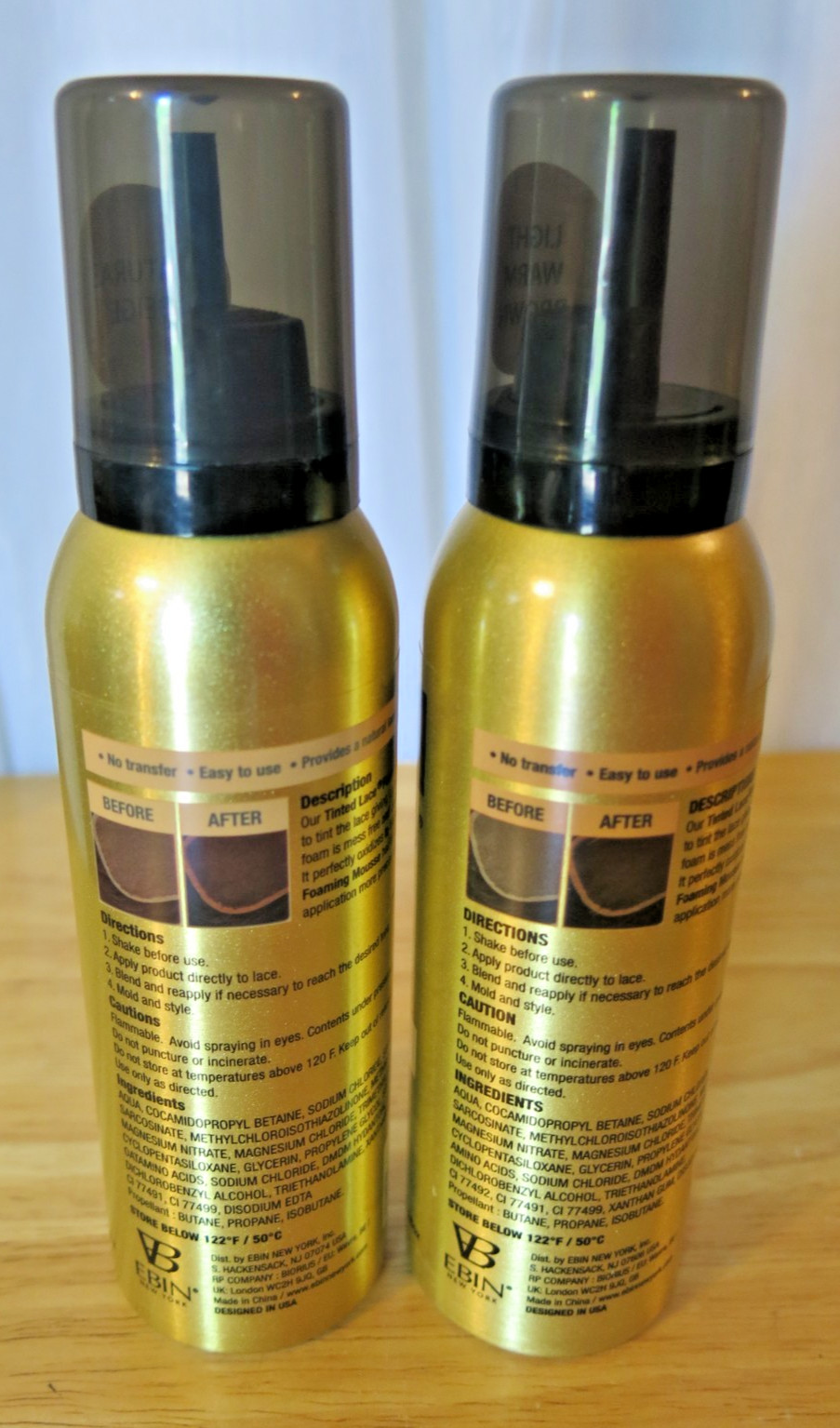 EBIN New York Tinted Lace Foaming Mousse lot 2 Beige Warm Brown