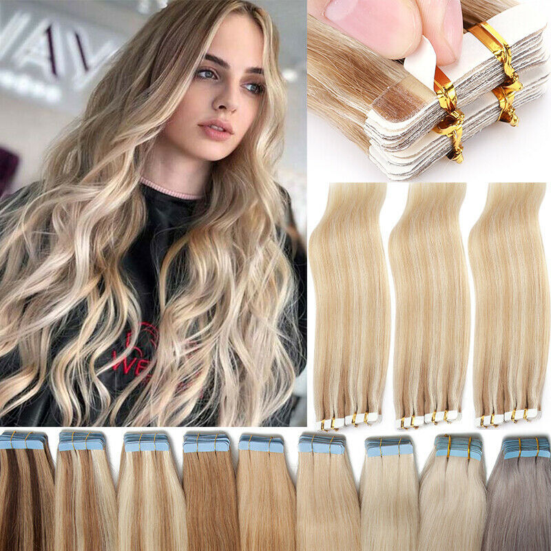 Tape In Hair Extensions Seamless Skin Weft Real Brazilian Human Hair Balayage US