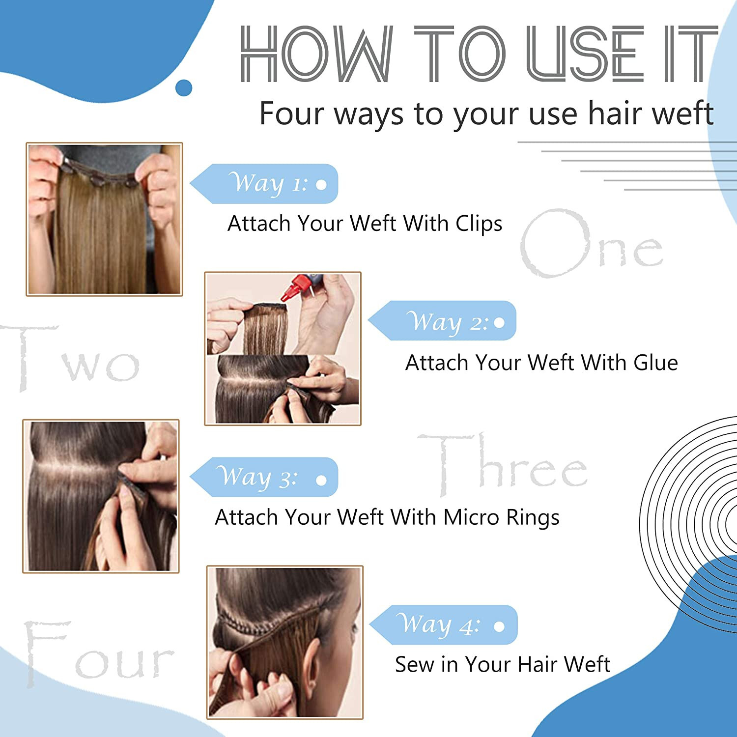 Weft Sew In Remy Human Hair Extensions Double Weave Hair Bundle Full Head Thick