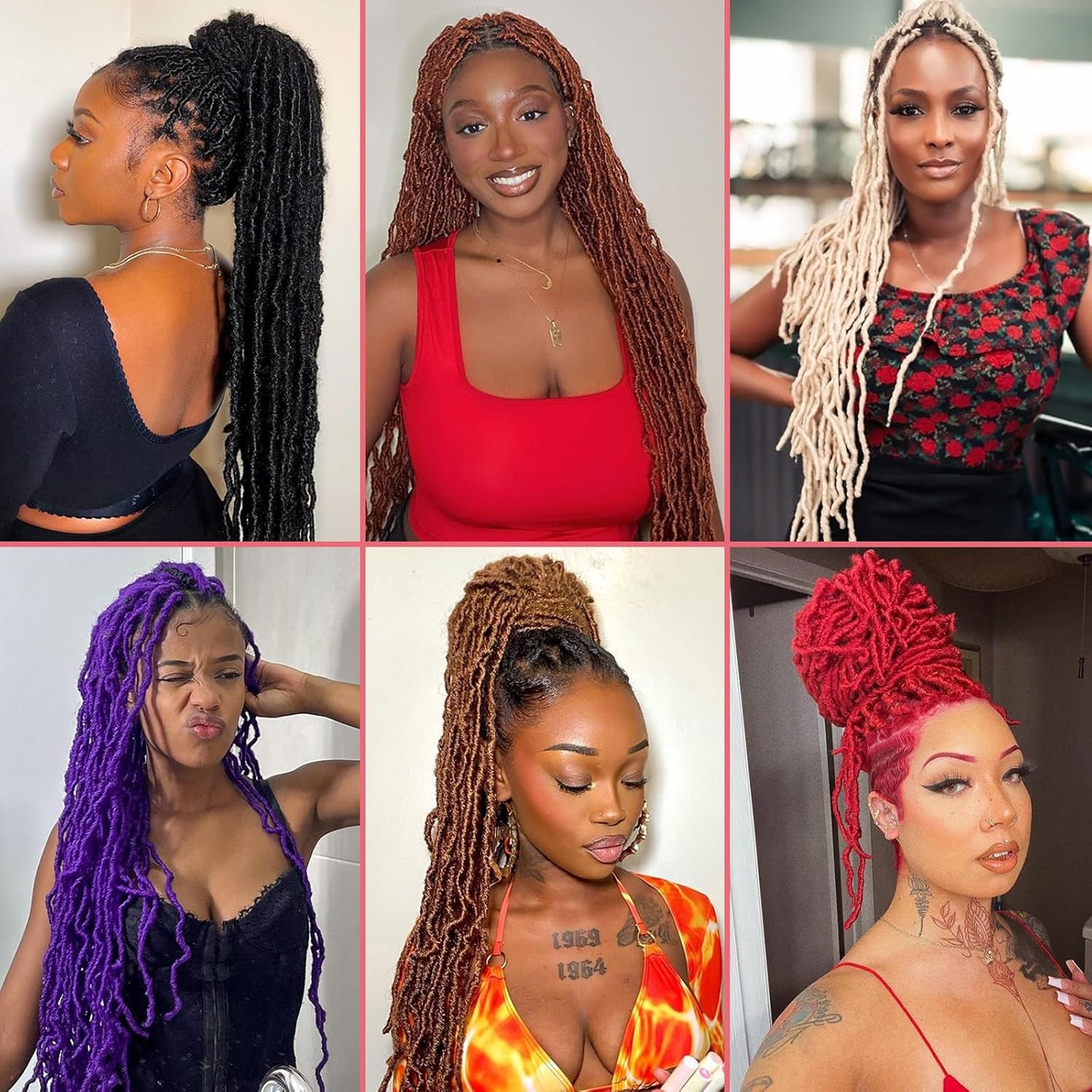 Leeven New Soft Locs 24 Inch Distressed Butterfly Faux Locs 6 Packs Copper Red B