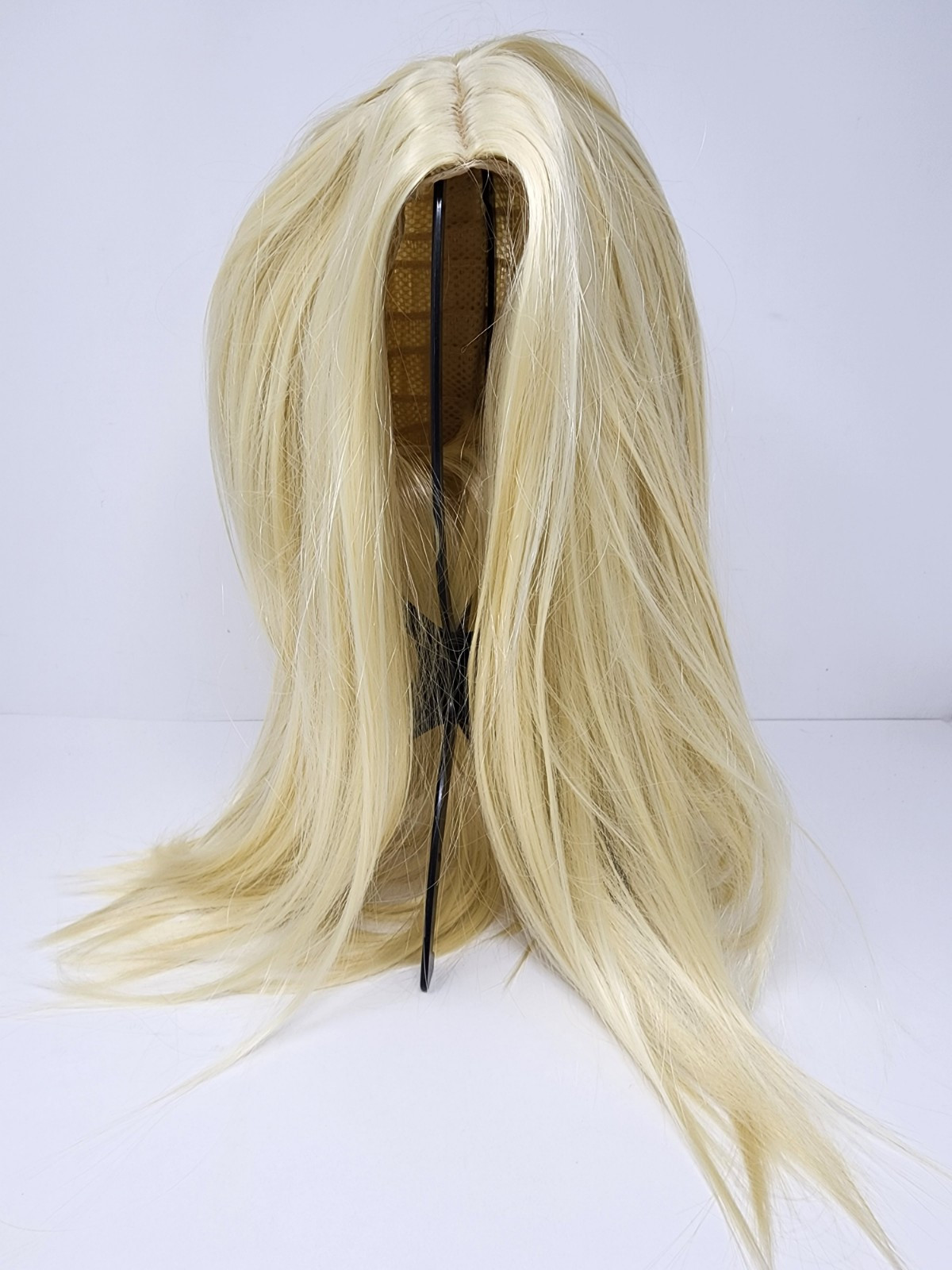 Blonde Wig Synthetic Hair Long Straight Silky Smooth Elastic Cap