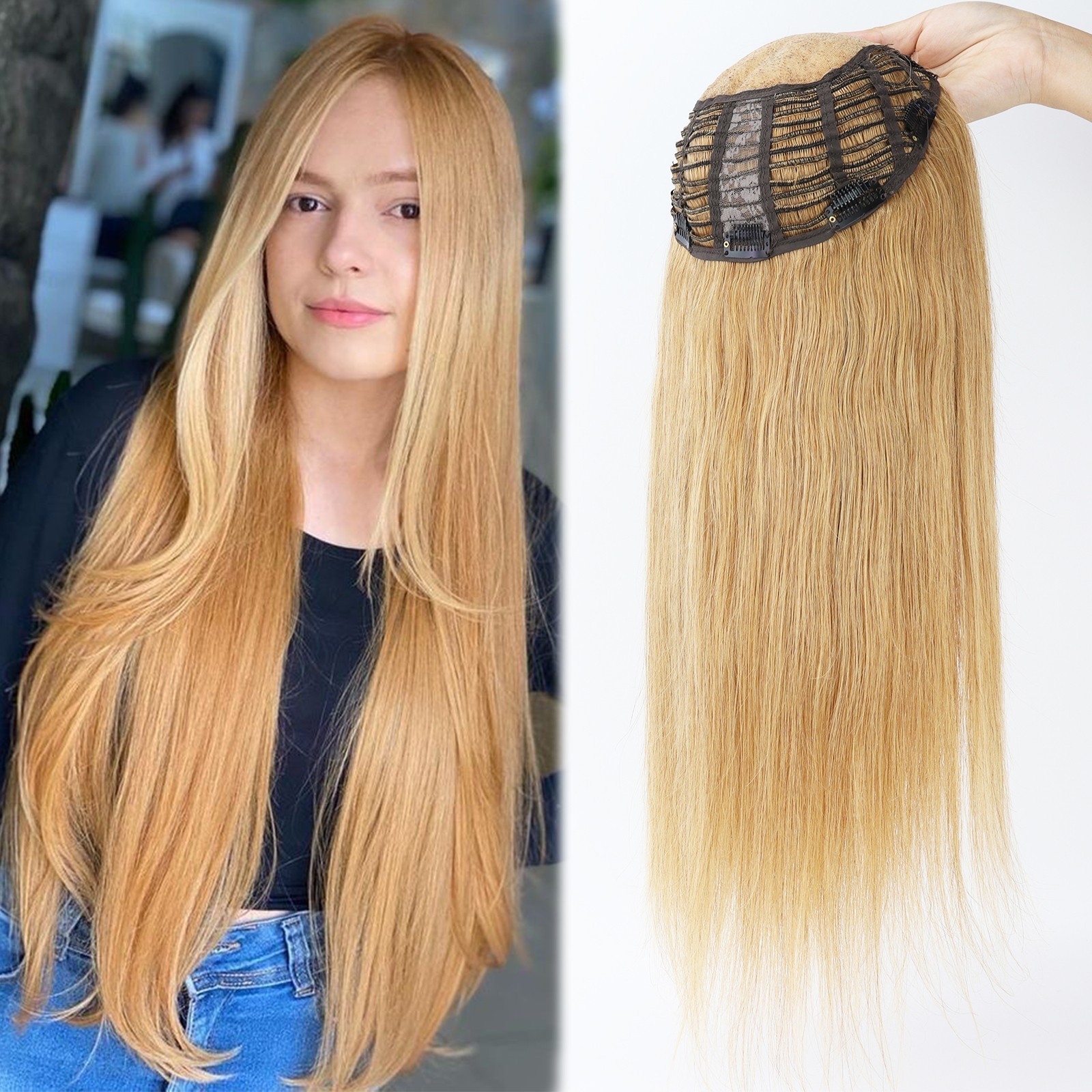Lace Closure Topper #27 Honey Blonde Real Remy European Human Hair For Woman