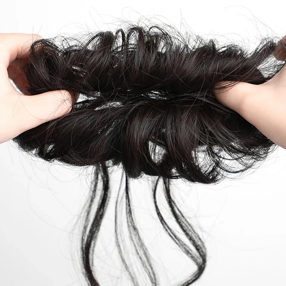 2 Pieces Girls Messy Hair Bun Hair Scrunchies Extension Curly Wavy Messy Chignon