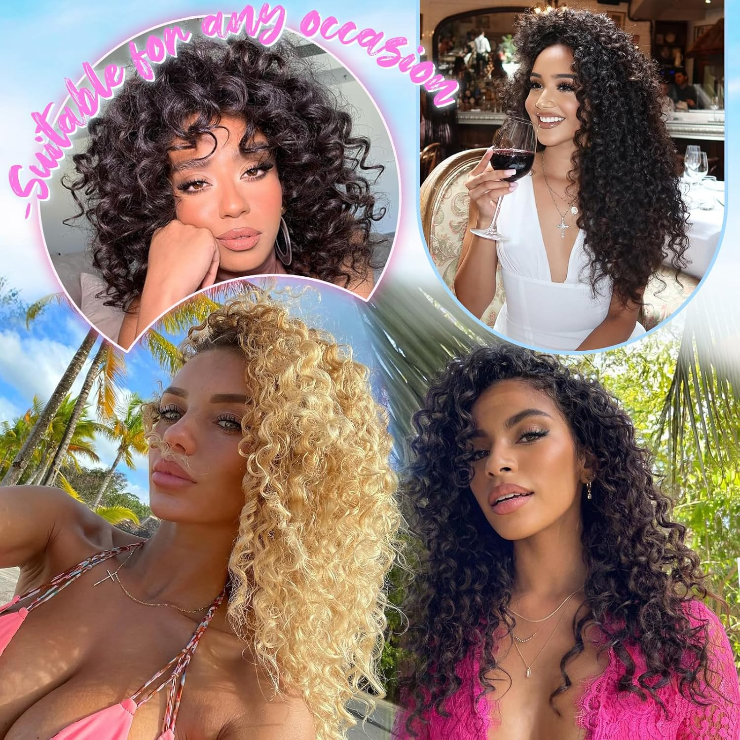 Pre Looped Deep Wave Crochet Hair 12 Inch 7 Packs Short Curly Black Pre Twisted