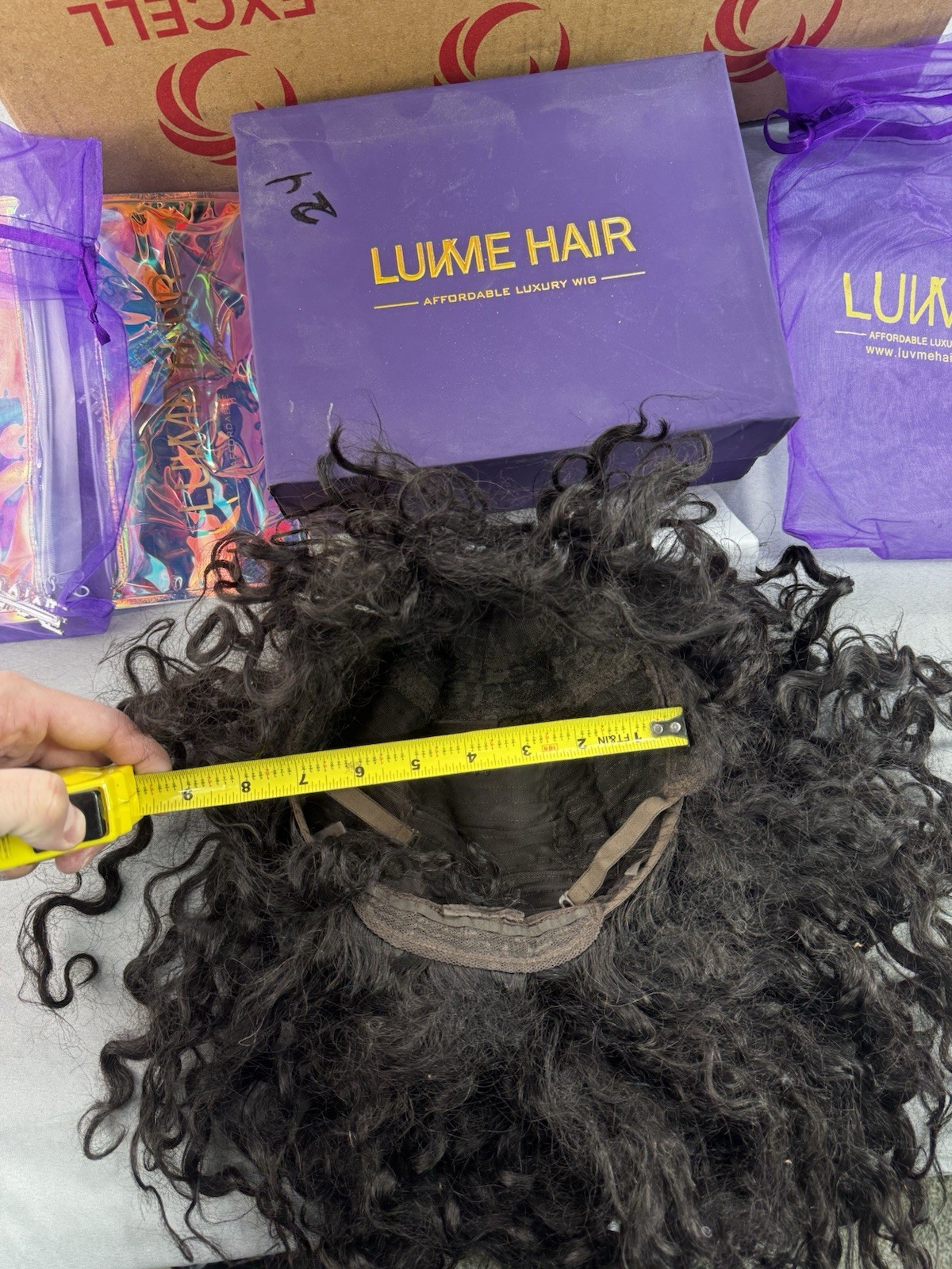 LUVME HAIR HD Human Hair Wig Short Curly Dark Brown Black NEW With Box
