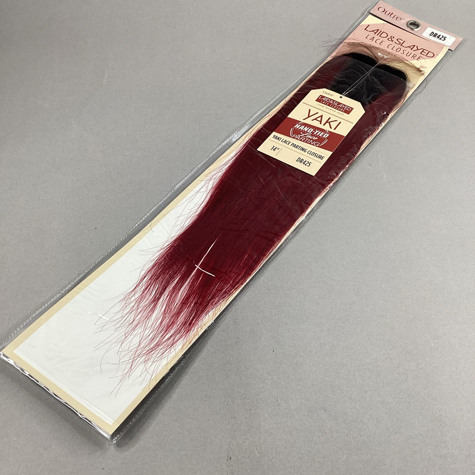 14” Straight DR425 Burgundy Melted Lace Closure Unprocessed Human Hair