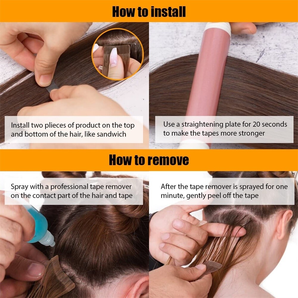 CLEARANCE Tape In Remy Human Hair Extensions Skin Weft Full Head 10/20PCS Thick