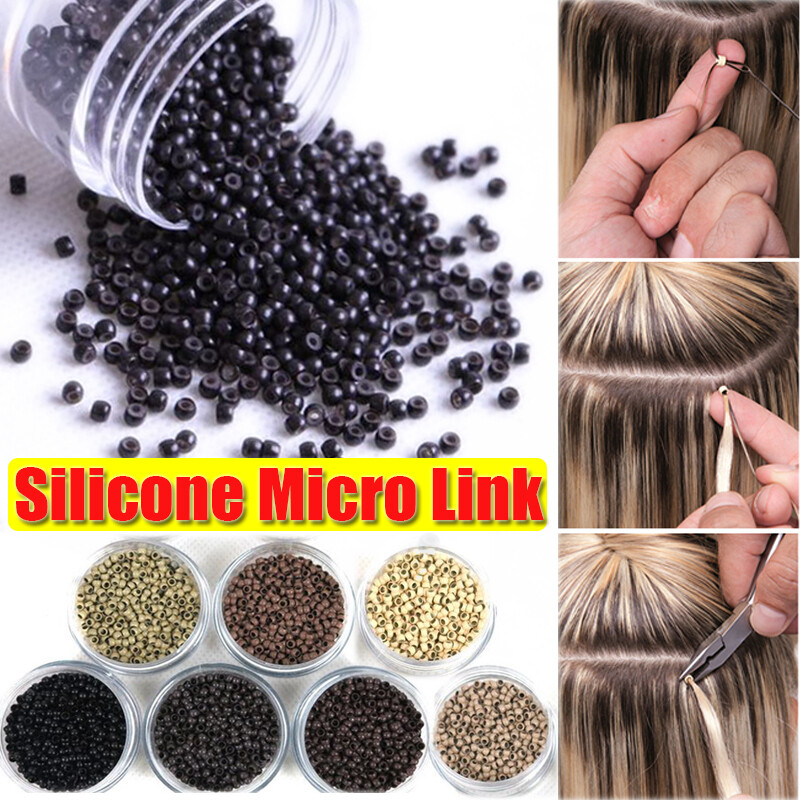 1500pcs Micro Silicone Lined Rings/Link/Beads Micro Crimp Beads For I Tip Hair F