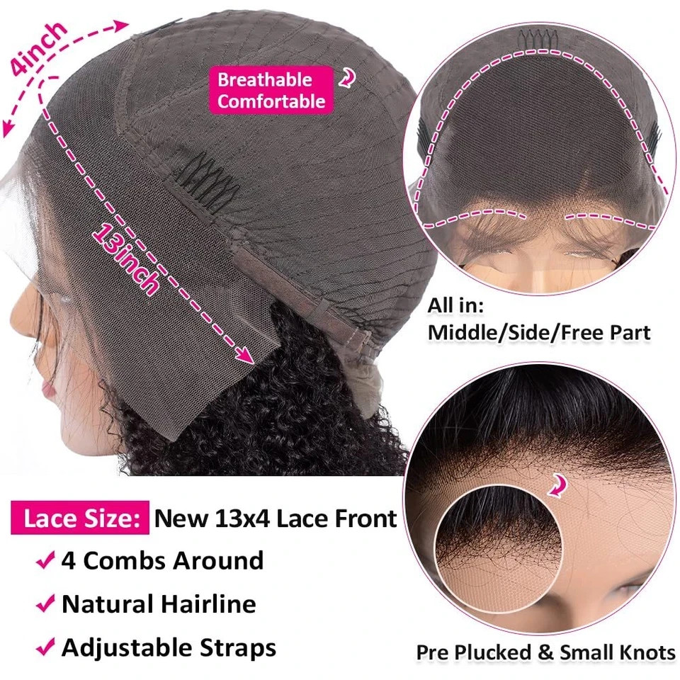 Short Bob Ginger Wave Wigs with Bangs Human Hair Lace Front Wigs 200% Density