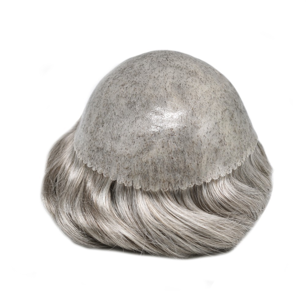 Full Poly Skin Mens Toupee Injected PU Human Hair System Replacement Wig for Men