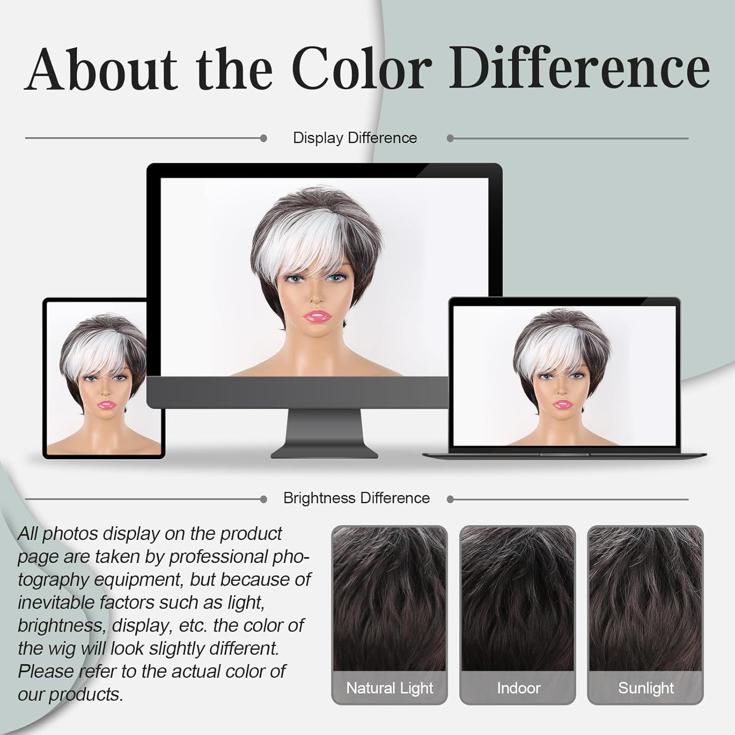 Brown Short Synthetic Full Wig With White Bangs Fashion Trend Wig for Women