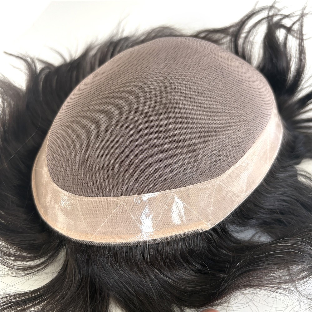 Men Toupee Human Hair Mono Base Replacement Hairpiece Natural Hairline Mens Wig