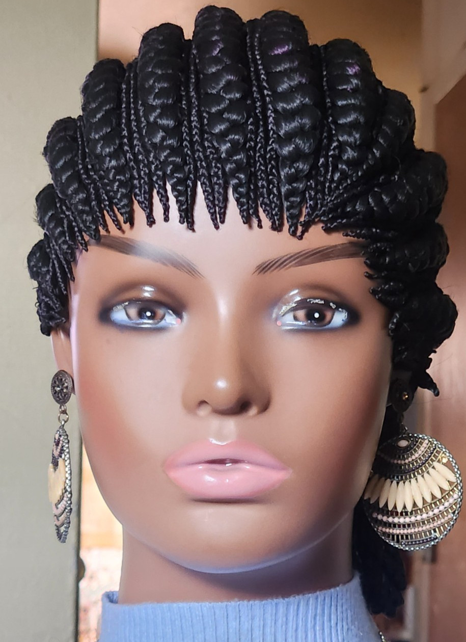 handmade braided cornrows wig pony Elephant 1B mix Dark purple