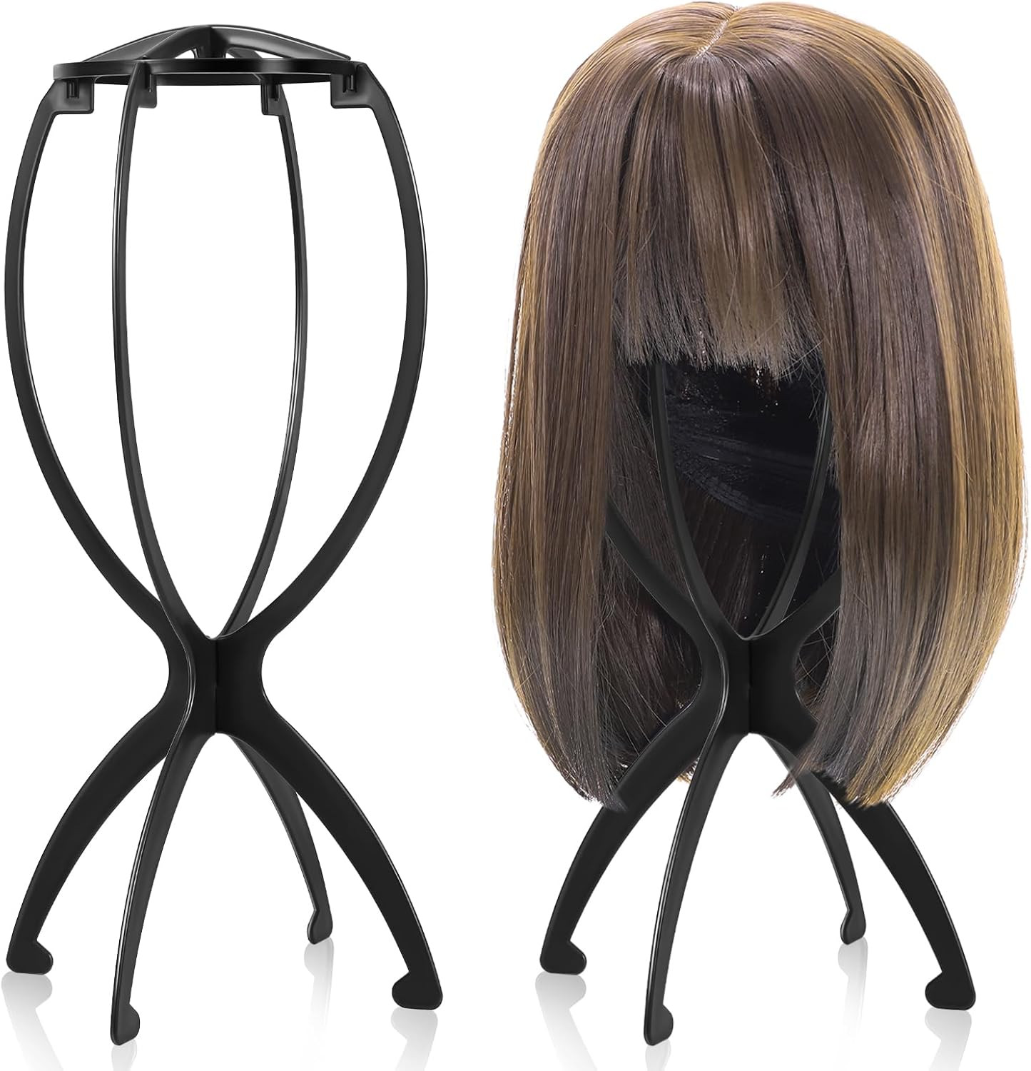 Soporte para Peluca 2 Pzs Negro Portatil para Peinados Viaje Regalo Mujer