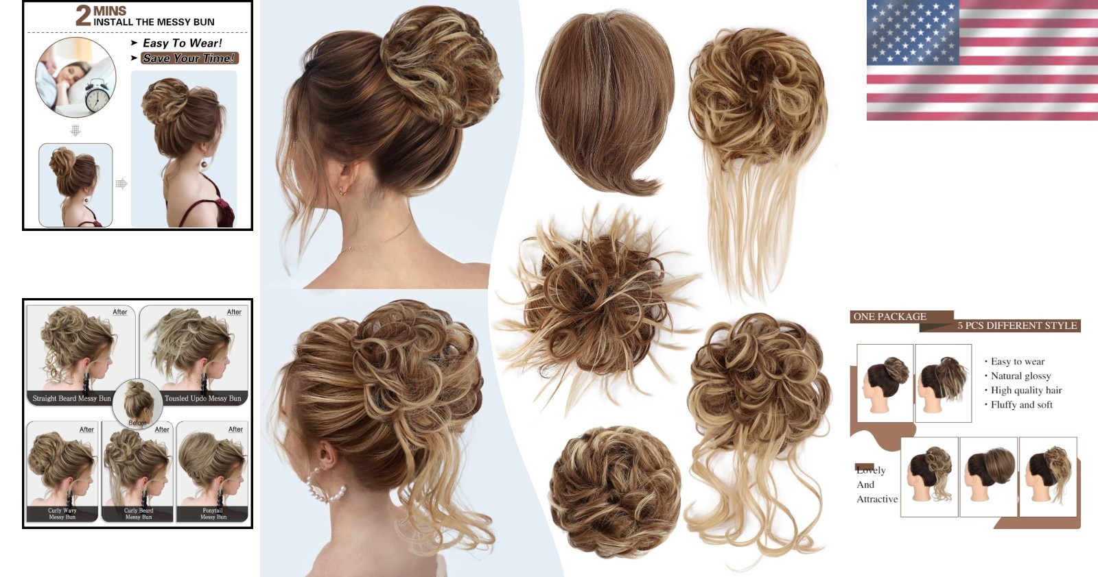 Synthetic Messy Hair Bun Collection