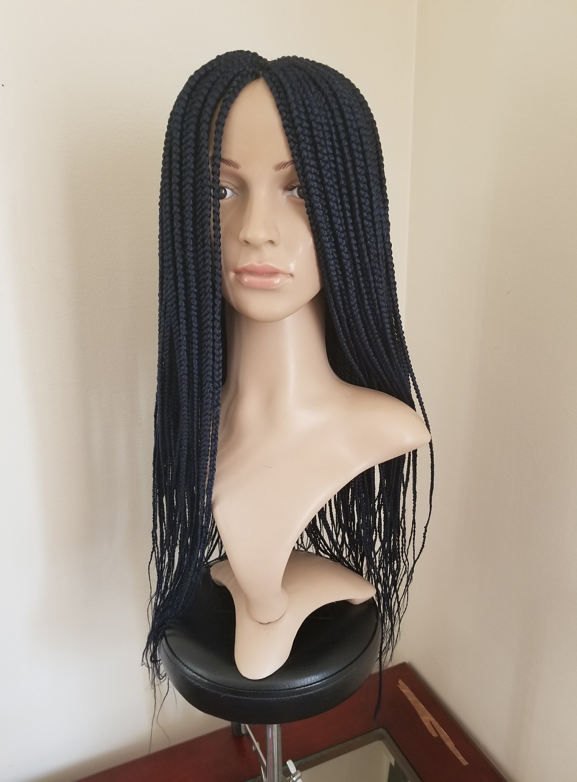Fully Handmade 26” to 28” Micro Box Braid Wig Navy Blue