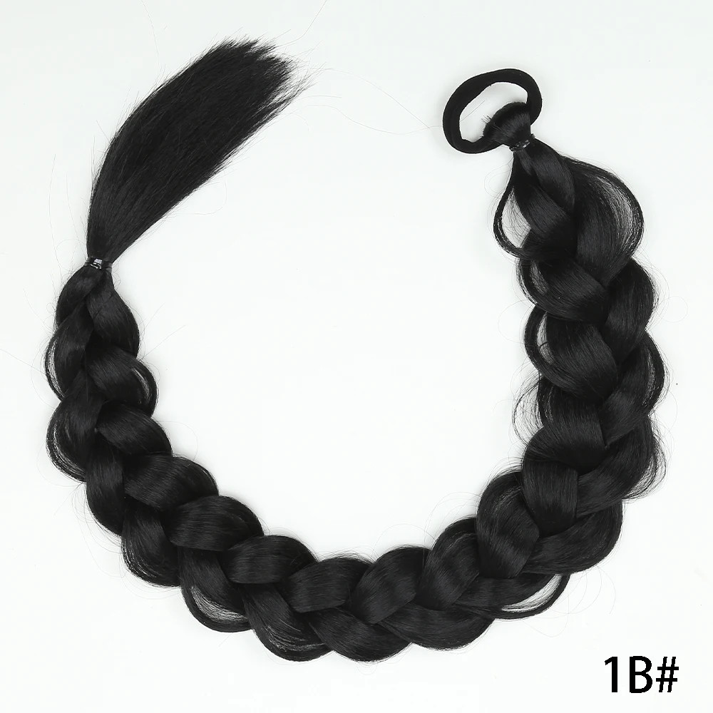 Long Synthetic Twist Braid Ponytail Extensions With Rubber Band For Women Daily