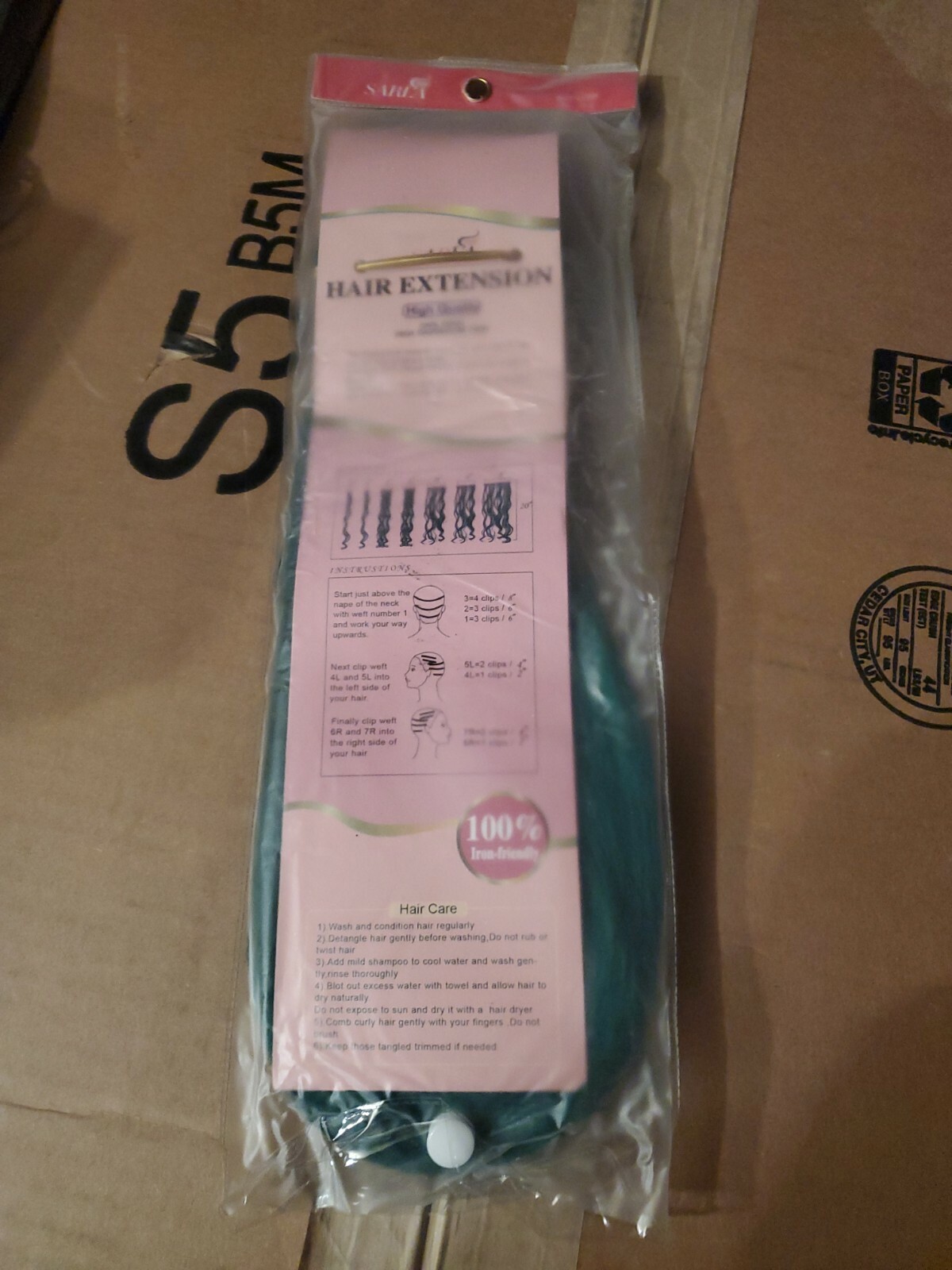 Sarla Woman’s 22″ Clip-In Green Straight Extension Japan High Temperature Fiber