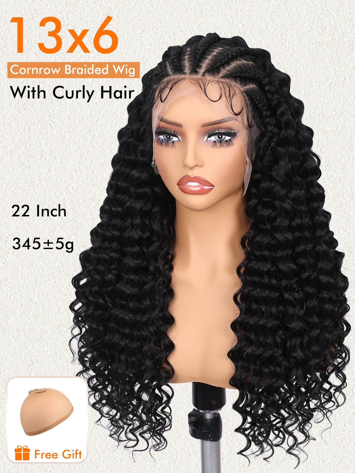 Lady Miranda 13X6 Lace Front Braided Wigs For Black Women Cornrow Braided Wig