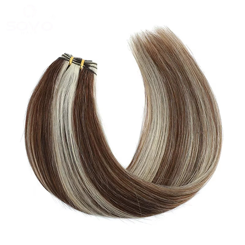 Double Weft Sew in Hair Extensions Brazilian Remy Human Hair Weave Bundles 95gr